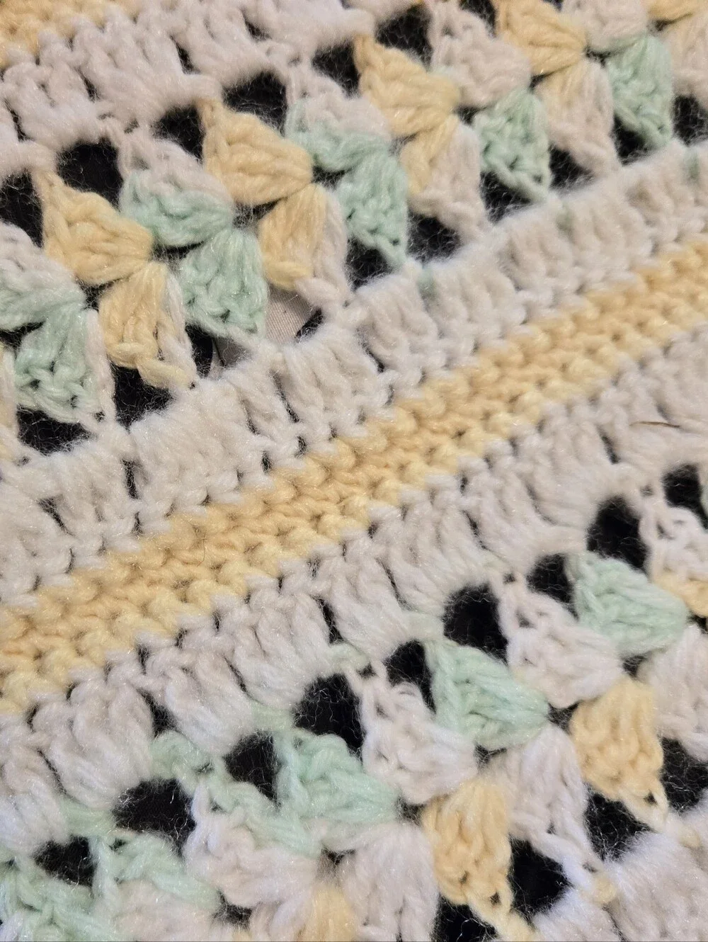Handmade Neutral Baby Blanket Nursery White Yellow Mint